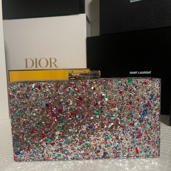 Multicolor Evil Eye Clutch/Purse-Comes with removable chain strap - Picture 5 of 7